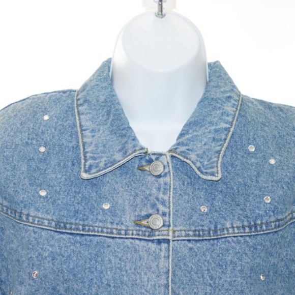 Retro Jordache Cropped Jean Jacket Rhinestones - Picture 2 of 8